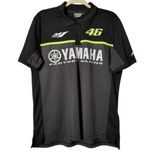 Yamaha Factory Racing VR46 Valentino Rossi Black Gray Short Sleeve Polo Shirt L